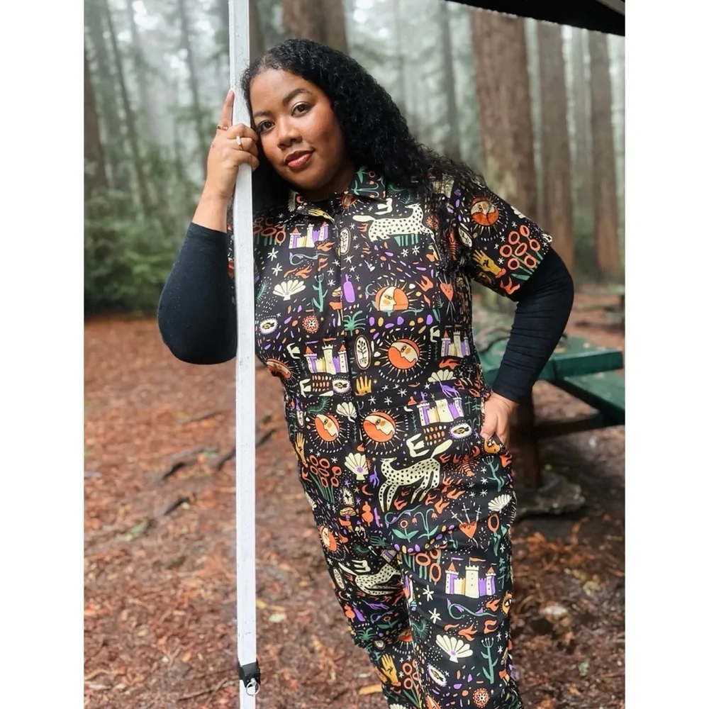 NWT Nooworks Twill Coveralls in Tarot Garden, sz S - Picture 5 of 10